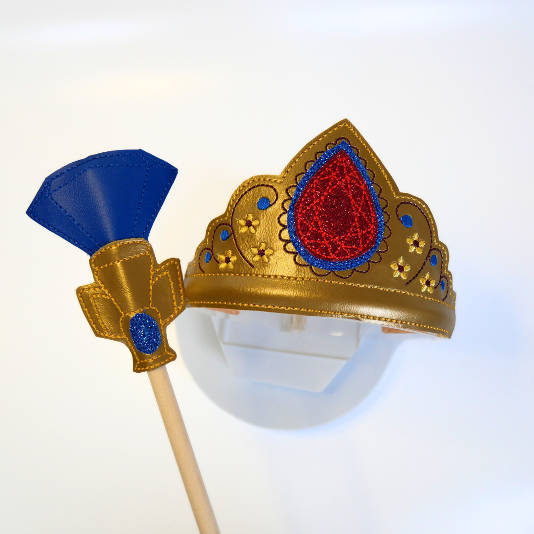 Gold with Red + Blue Crown and Wand