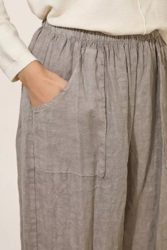 Linen Wide Leg Pocket Pants