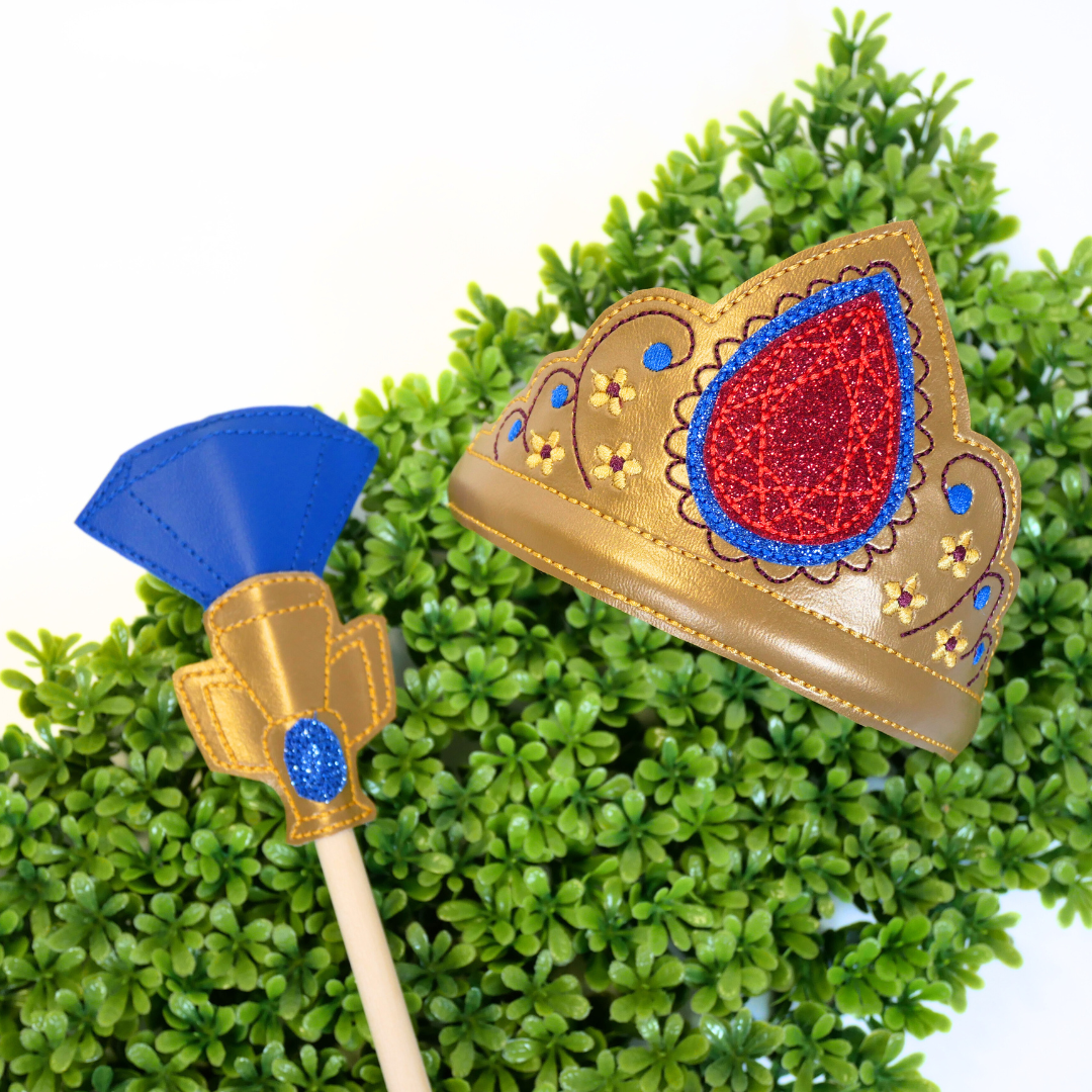 Gold with Red + Blue Crown and Wand