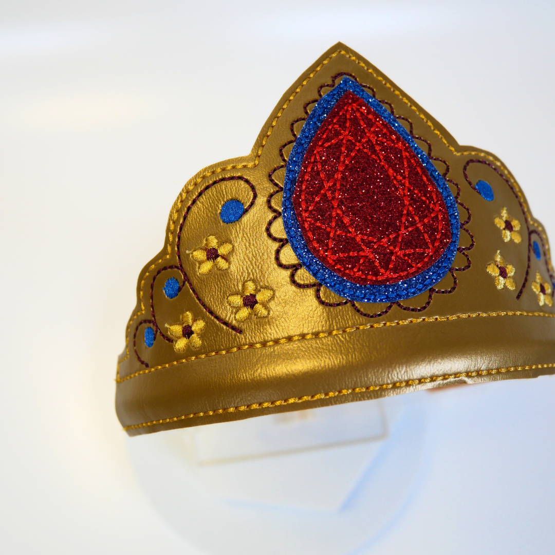 Gold with Red + Blue Crown and Wand