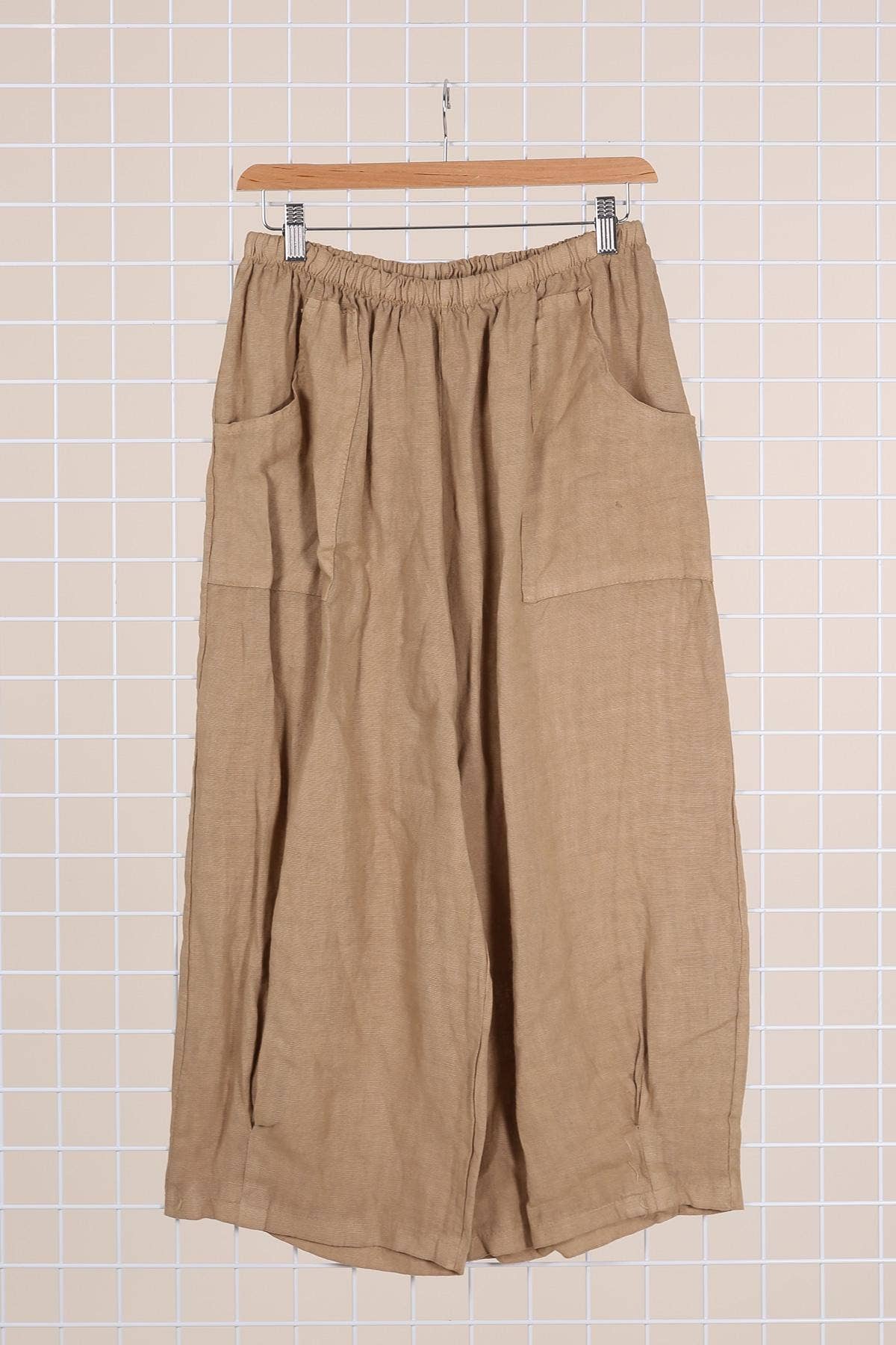 Linen Wide Leg Pocket Pants