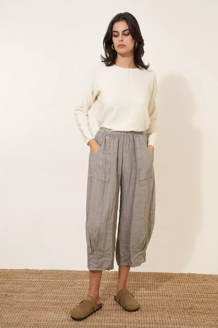 Linen Wide Leg Pocket Pants