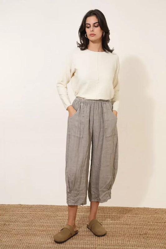 Linen Wide Leg Pocket Pants