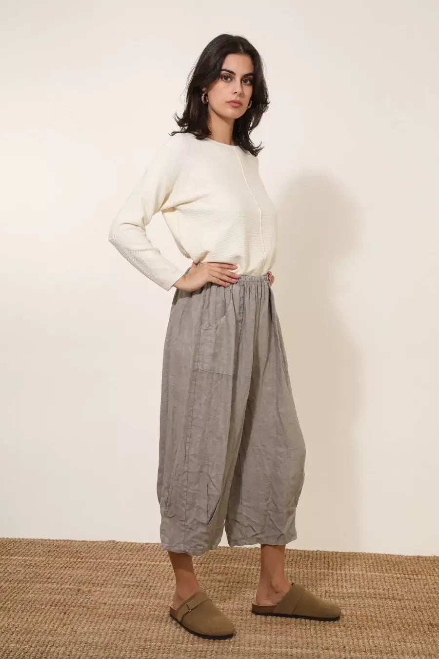 Linen Wide Leg Pocket Pants