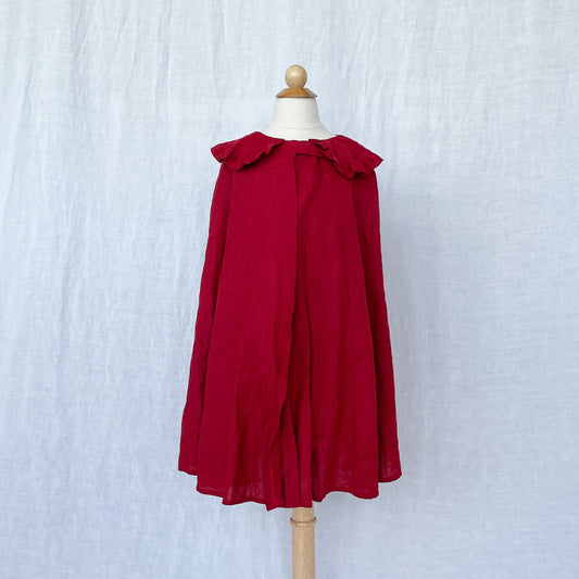 Linen Collar Cape in Berry